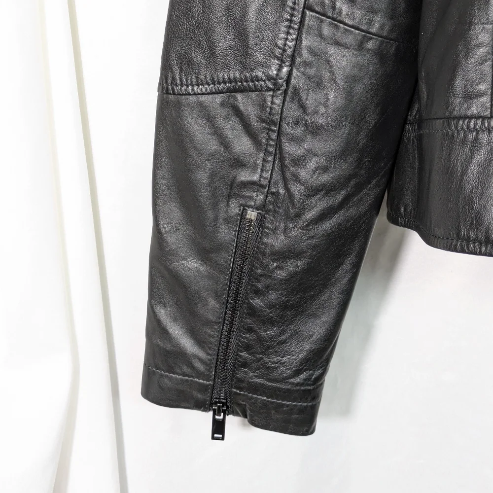 Slate and‎ Willow Women's Black Leather Jacket Textured Moto Chic Sz L